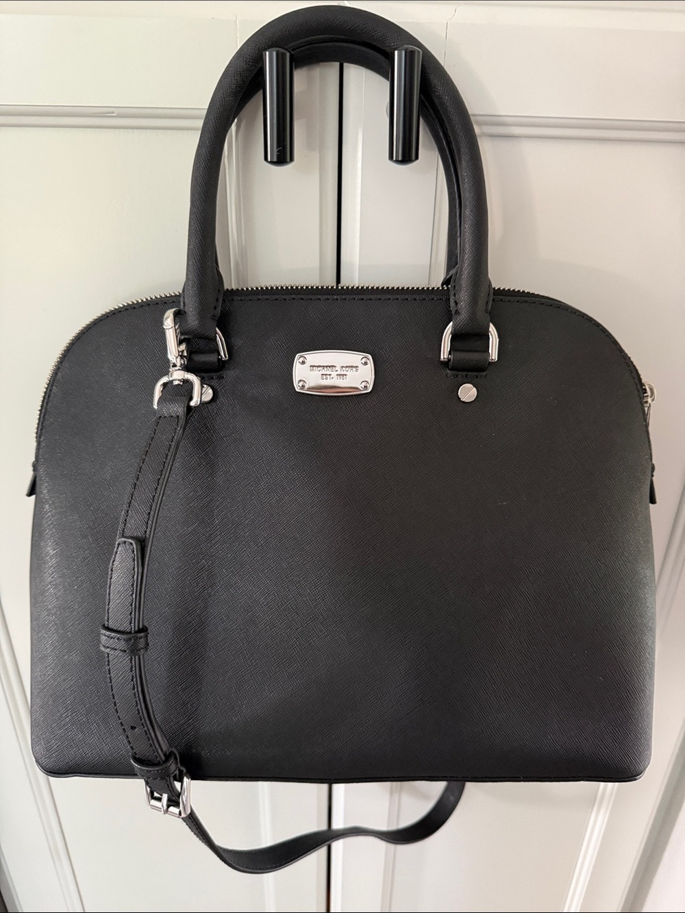 Michael Kors Black Saffiano Dome Crossbody Satchel